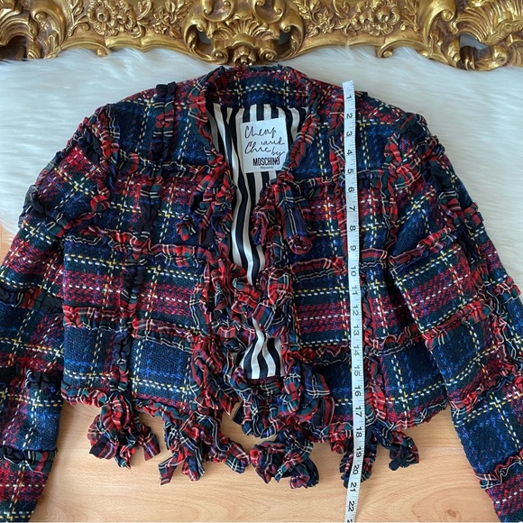 Moschino Plaid Wool Fringe Jacket - Picture 10 of 16